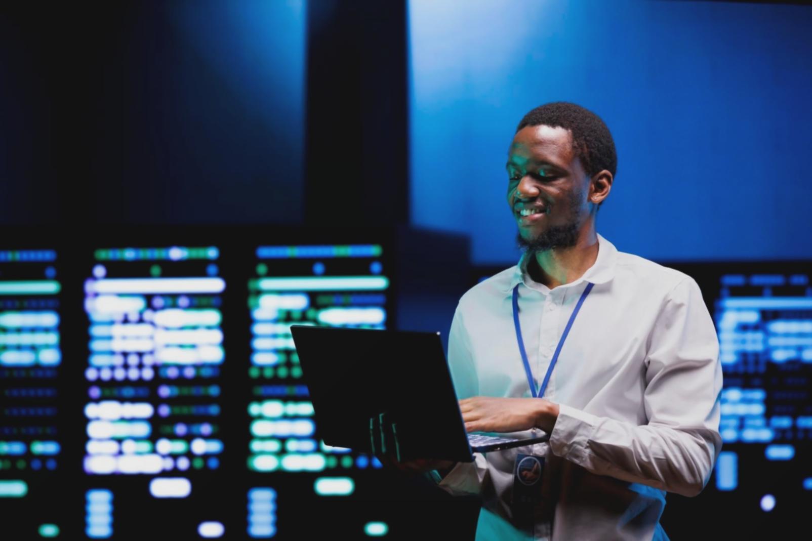 Blockchain development workspace with code and digital content systems